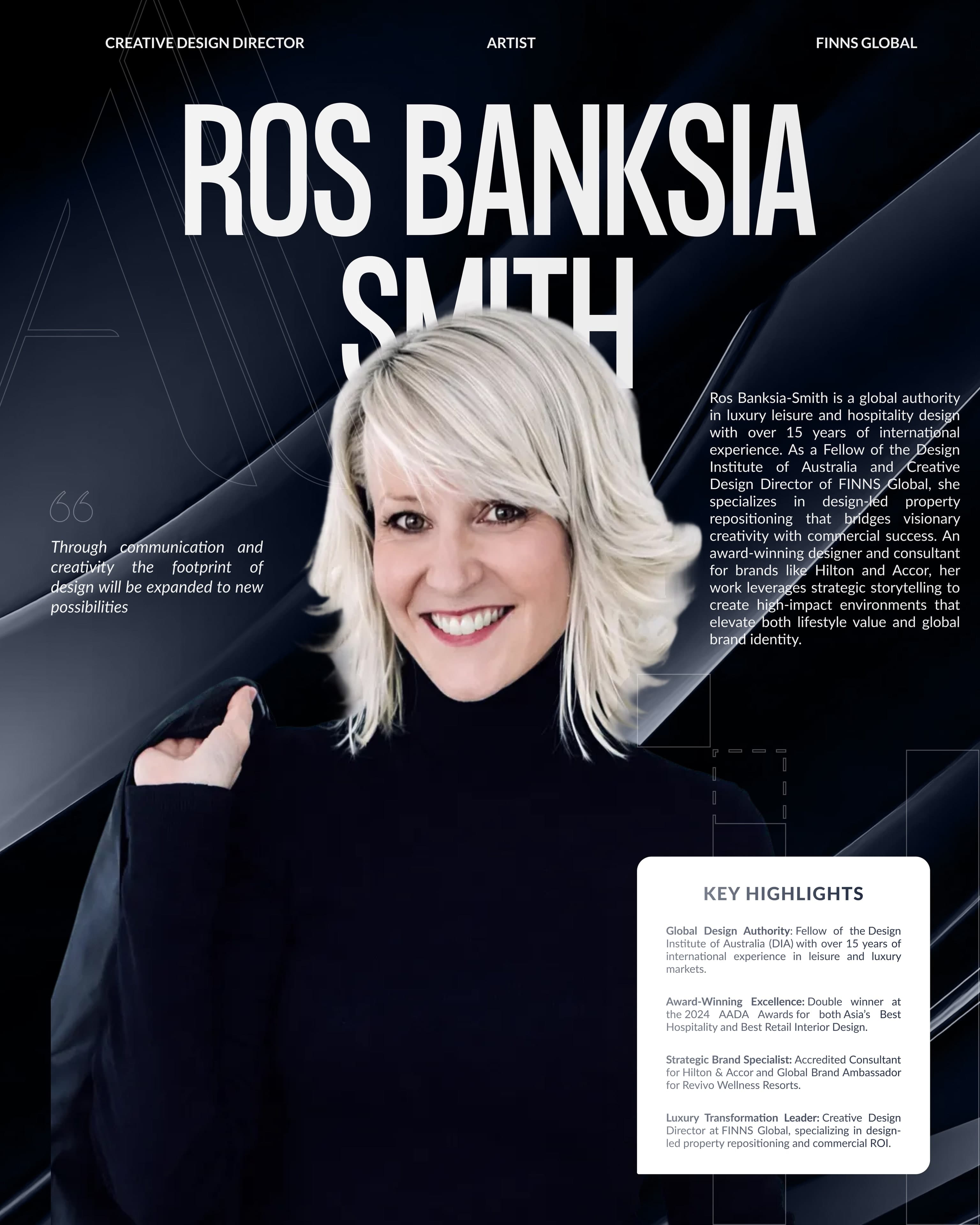 Asia Awards Organization Appoints ROS BANKSIA-SMITH To The 2026 International Jury For AHA